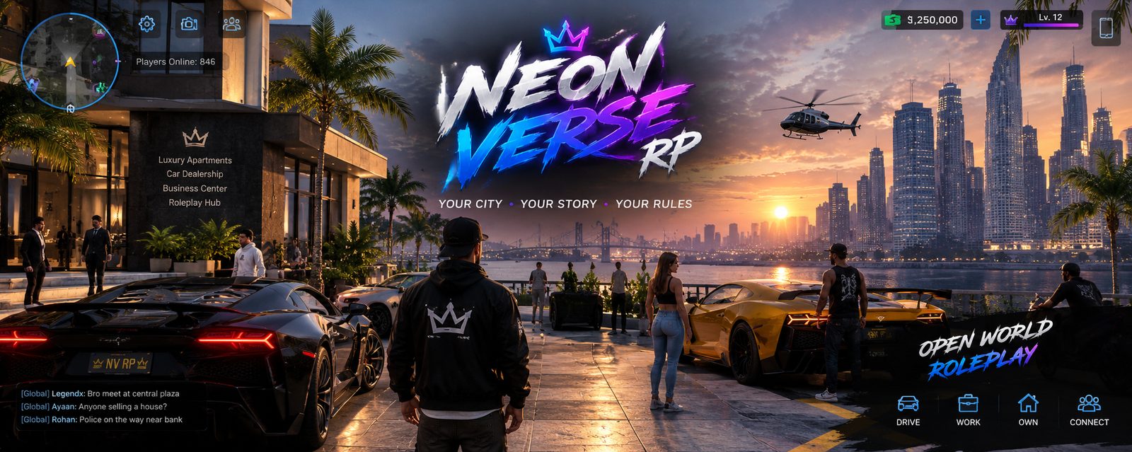 Neon Verse RP banner: Your city, your story, your rules